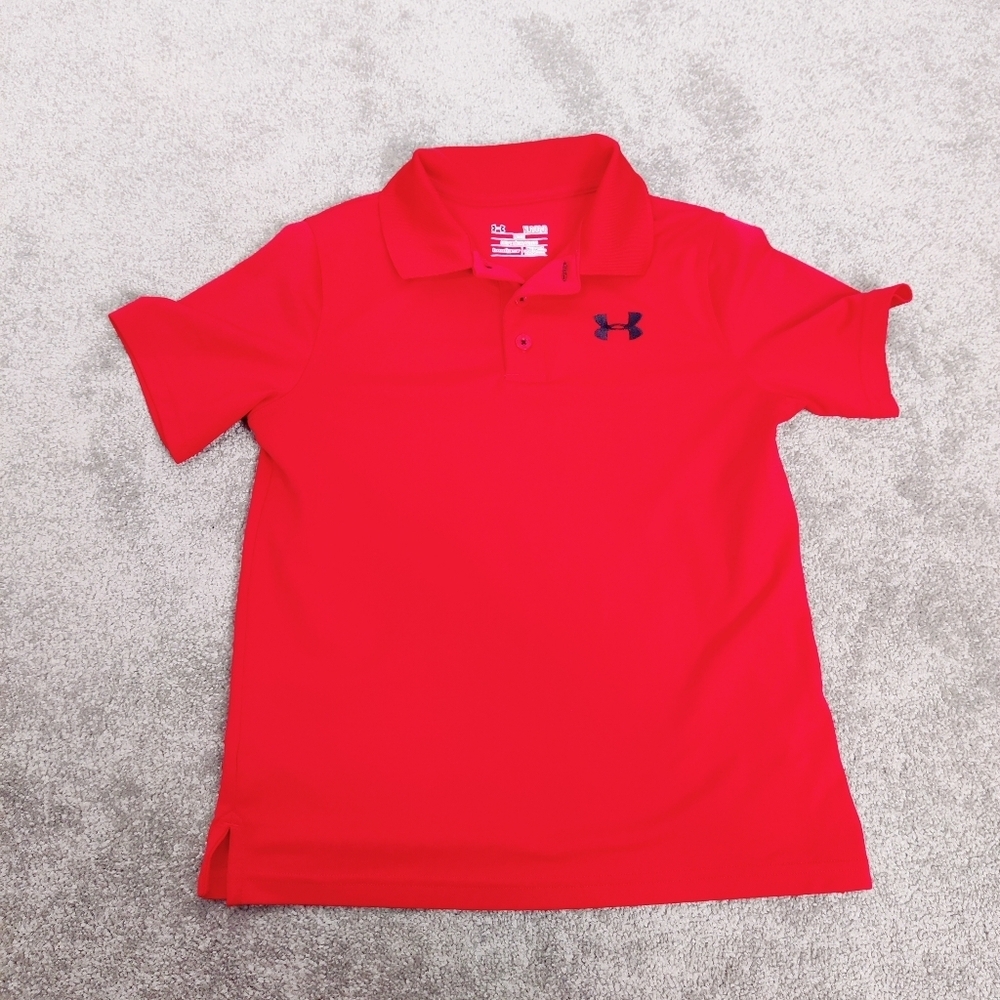 Under Armour Boy's Athletic Polo in Red Size Youth Large Gorpcore Athleisure